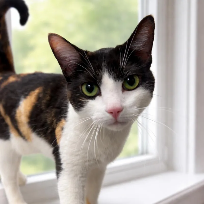 A young small-sized female Calico Domestic Short Hair cat named Amy for adoption in Hemet, CA