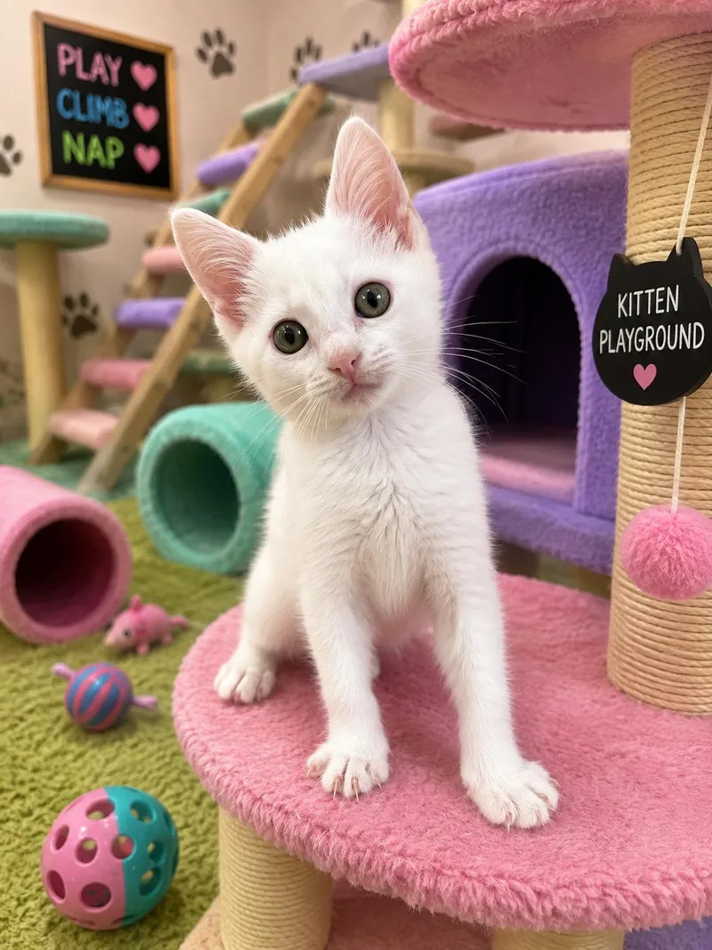 A baby medium-sized male White Domestic Short Hair cat named Zeke for adoption in Royal Palm Beach, FL