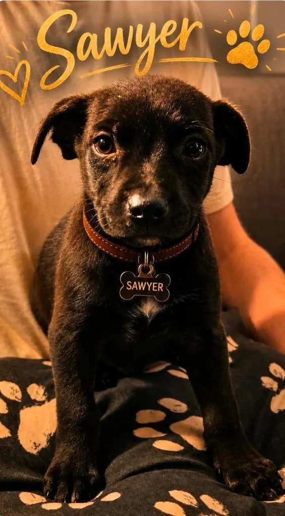 A baby medium-sized male Labrador Retriever dog named Sawyer for adoption in El Dorado, AR