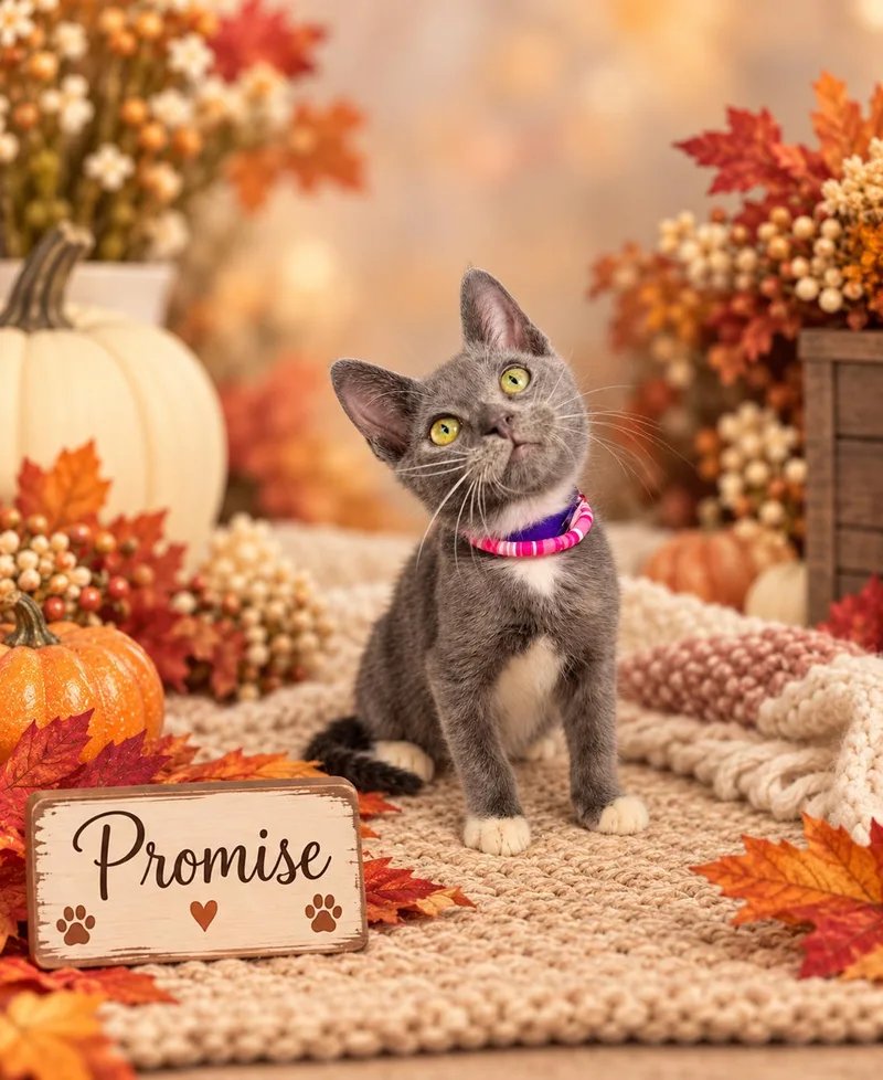 A baby small-sized female Tuxedo cat named Promise for adoption in Tavares, FL