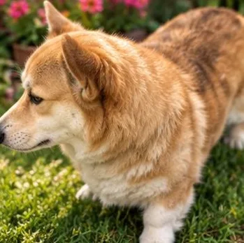 A senior medium-sized male Golden Corgi dog named Connor for adoption in Pottsboro, TX