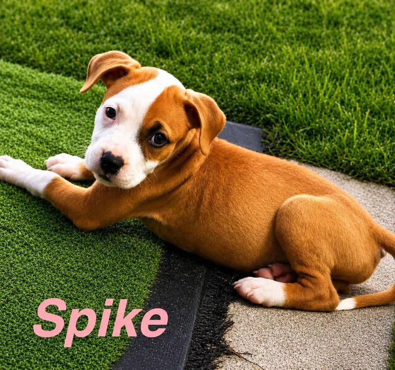 A baby medium-sized male American Staffordshire Terrier dog named Spike for adoption in Lake Hopatcong, NJ