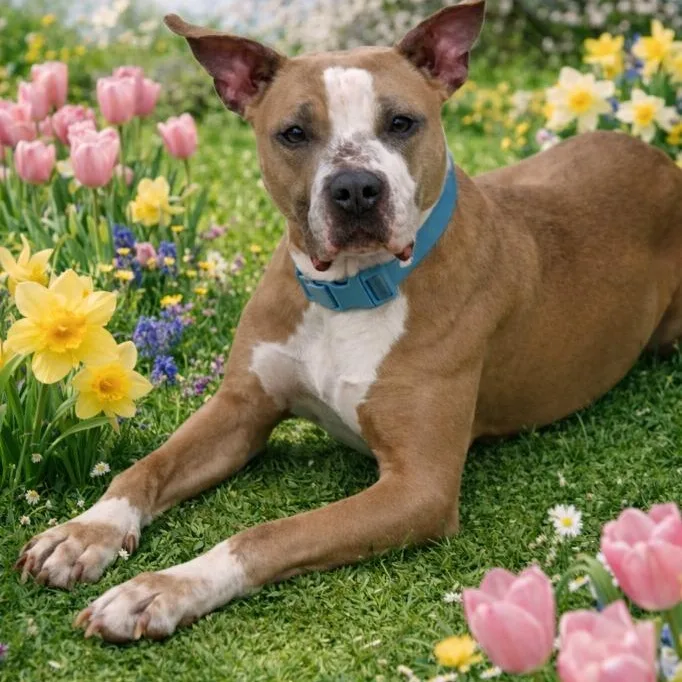 An adult medium-sized female Yellow / Tan / Blond / Fawn Pit Bull Terrier dog named Nyla for adoption in Prince Frederick, MD