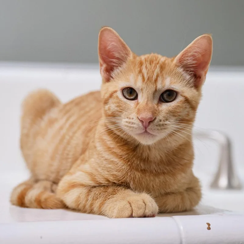 A baby small-sized male Orange / Red Domestic Short Hair cat named Mojo Jojo for adoption in Long Beach, CA