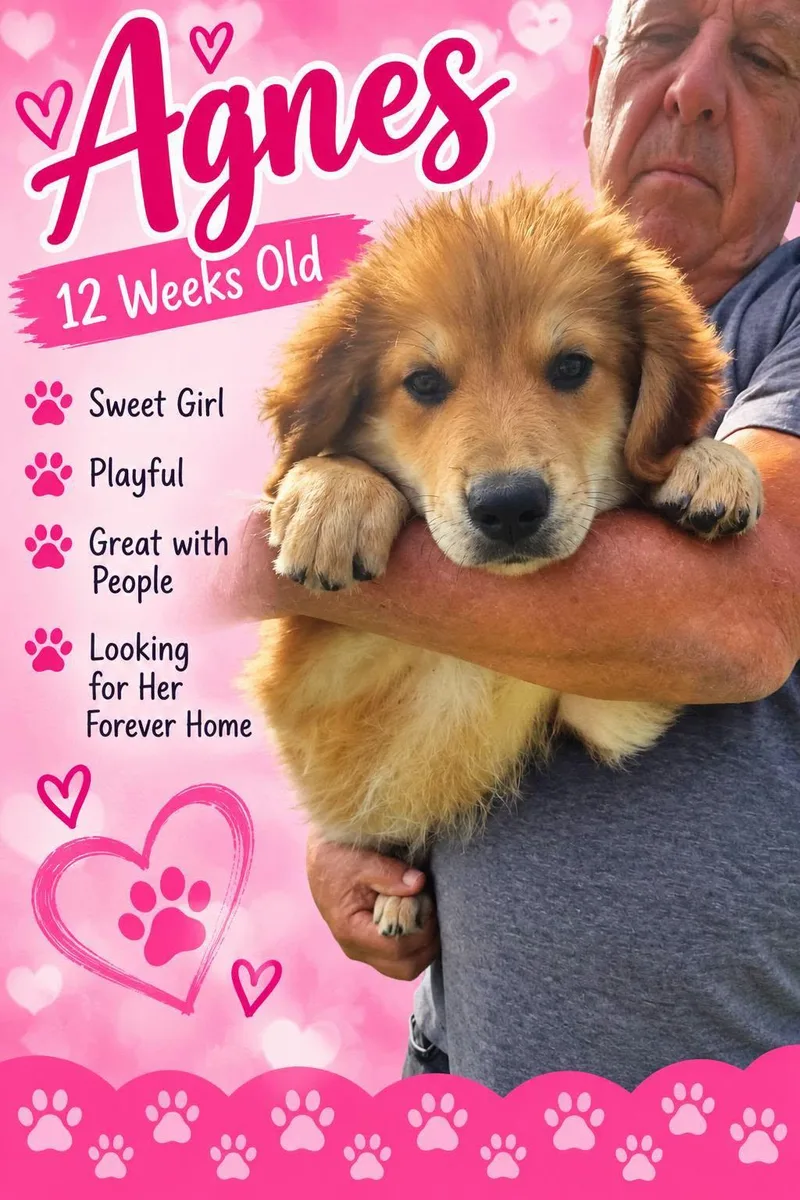 A baby large-sized female Golden Retriever dog named Agnes for adoption in Fort Worth, TX