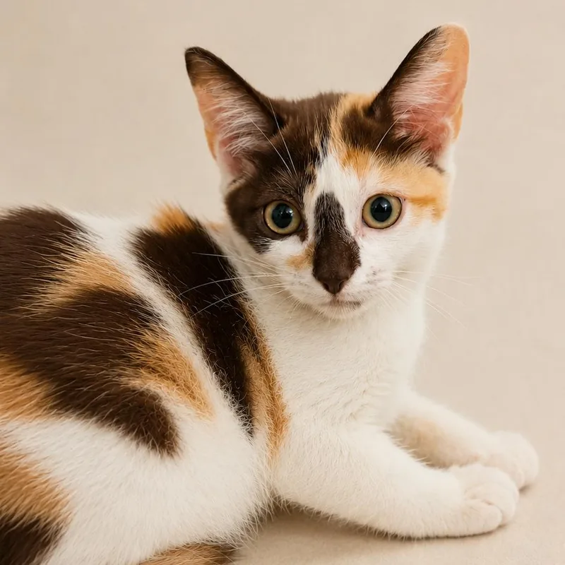 A baby small-sized female Calico Domestic Short Hair cat named Piper for adoption in Miami, FL
