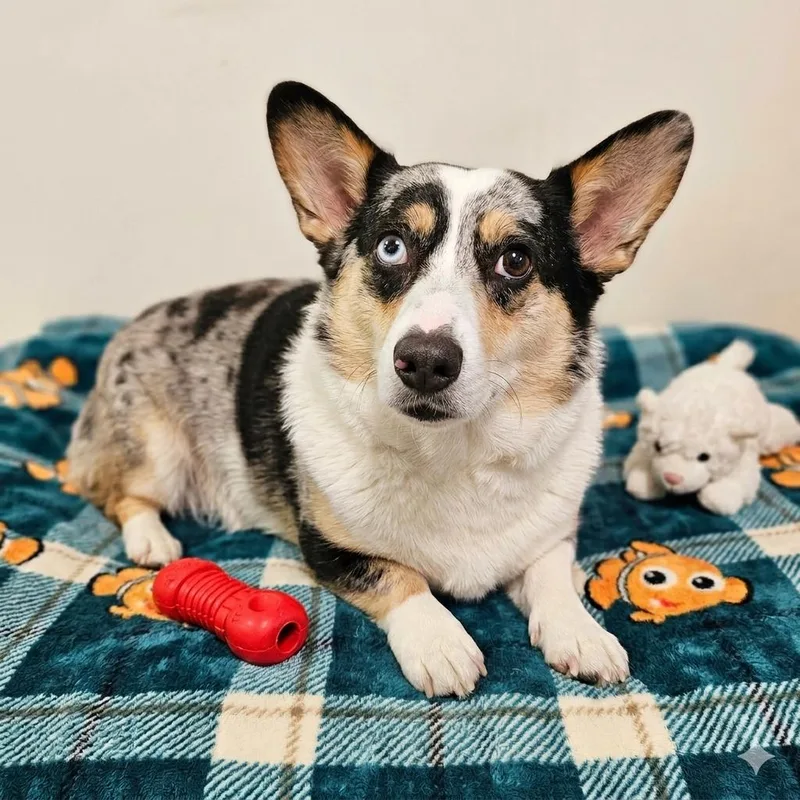 An adult medium-sized female Merle (Blue) Corgi dog named Lola for adoption in Eustis, FL