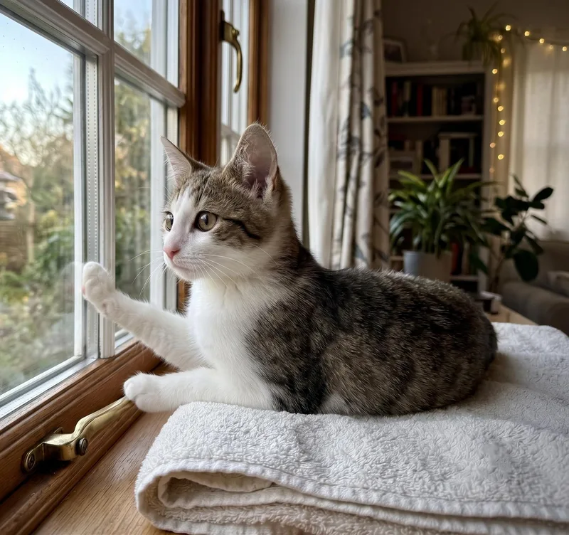A baby small-sized female Tabby (Gray / Blue / Silver) American Shorthair cat named Jenni for adoption in Union City, NJ