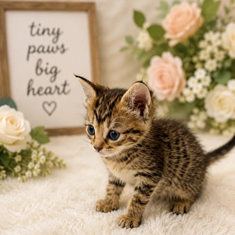 A baby medium-sized female Tabby (Brown / Chocolate) Domestic Short Hair cat named Blackberry for adoption in Charles City, IA
