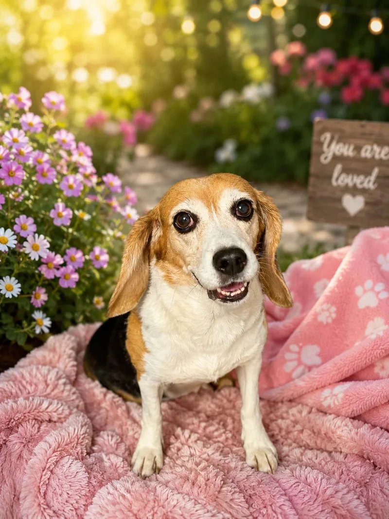 An adult medium-sized female Beagle dog named Lulu for adoption in Chatsworth, CA