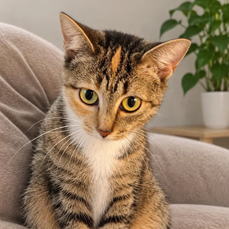 A young medium-sized female Calico Domestic Short Hair cat named Babel for adoption in Brownsboro, AL