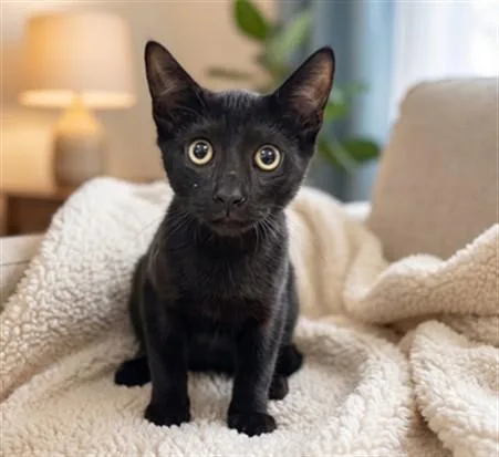 A baby medium-sized male Domestic Short Hair cat named Licorice for adoption in San Pedro, CA
