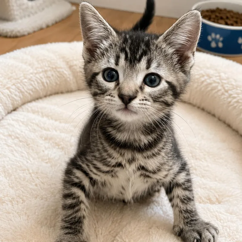 A baby small-sized female Black Domestic Short Hair cat named Sandy for adoption in Tustin, CA