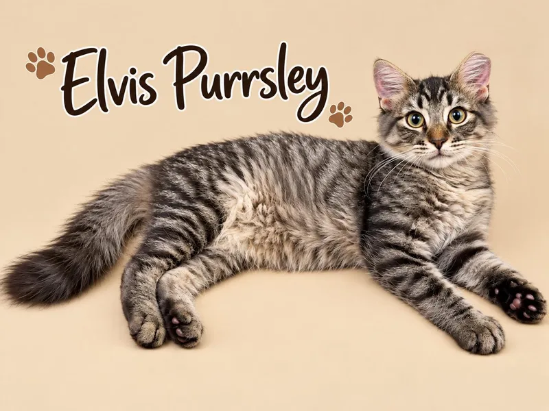 A baby medium-sized male Domestic Medium Hair cat named Elvis Purrsley for adoption in Fort Worth, TX
