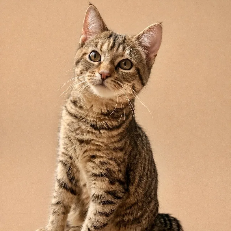 A baby medium-sized female Tabby (Buff / Tan / Fawn) Tabby cat named Posie for adoption in Bethel, CT