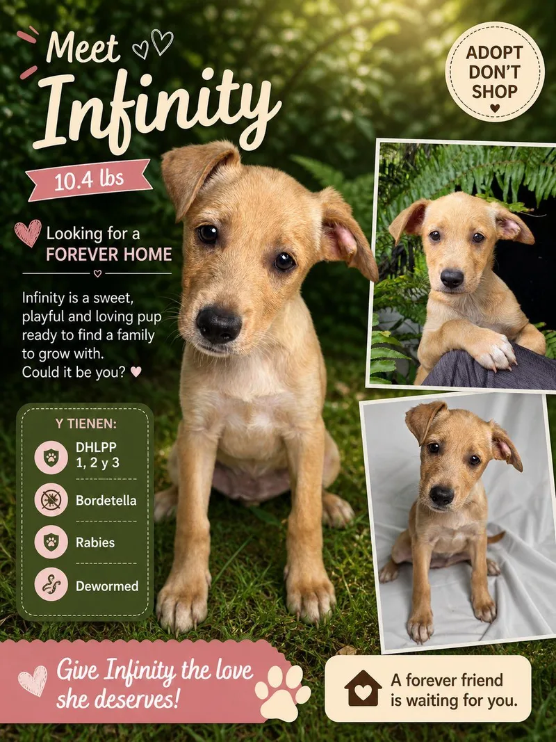 A baby medium-sized female Mixed Breed dog named Infinity for adoption in Jenkintown, PA
