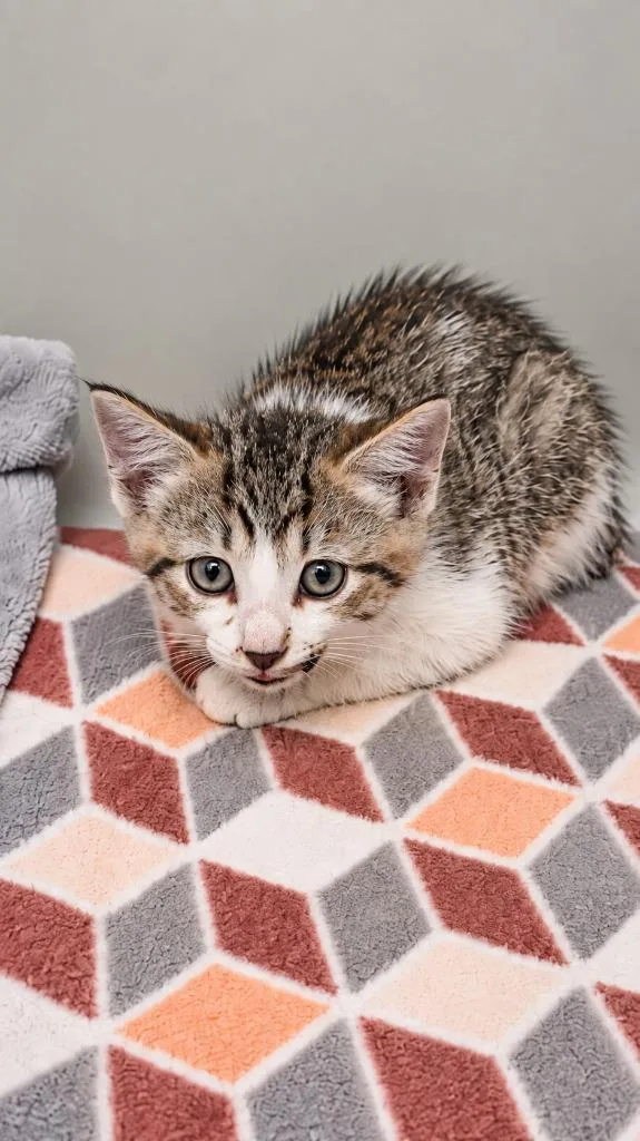 A baby small-sized male Domestic Short Hair cat named Tyrone for adoption in Gautier, MS
