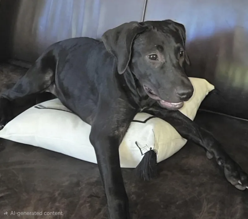 A baby medium-sized female Black Labrador Retriever dog named Pebbles for adoption in Holly Springs, MS