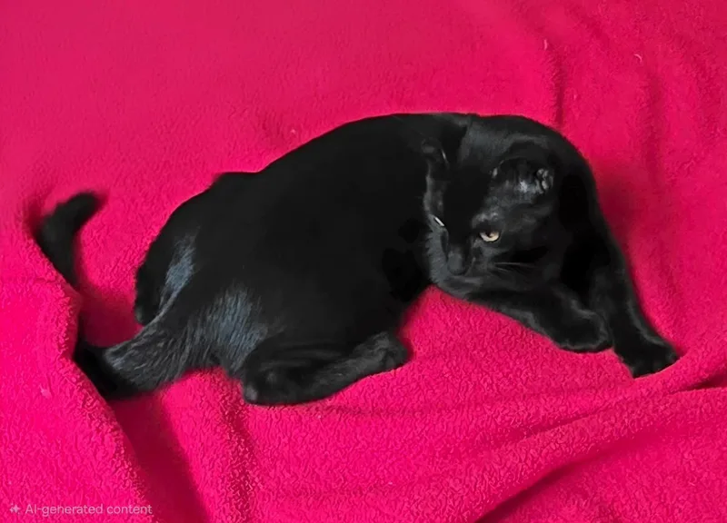 A baby small-sized male Black Domestic Short Hair cat named Bb Le Pew Bonded for adoption in Chandler, AZ