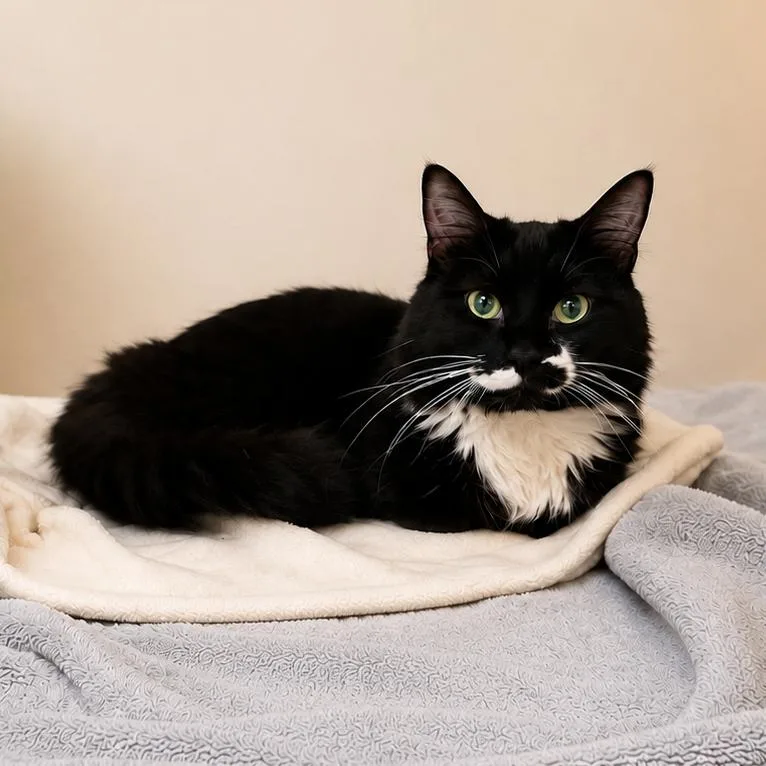 An adult small-sized male Black Domestic Medium Hair cat named Mr. Mosby for adoption in Hopkinton, MA