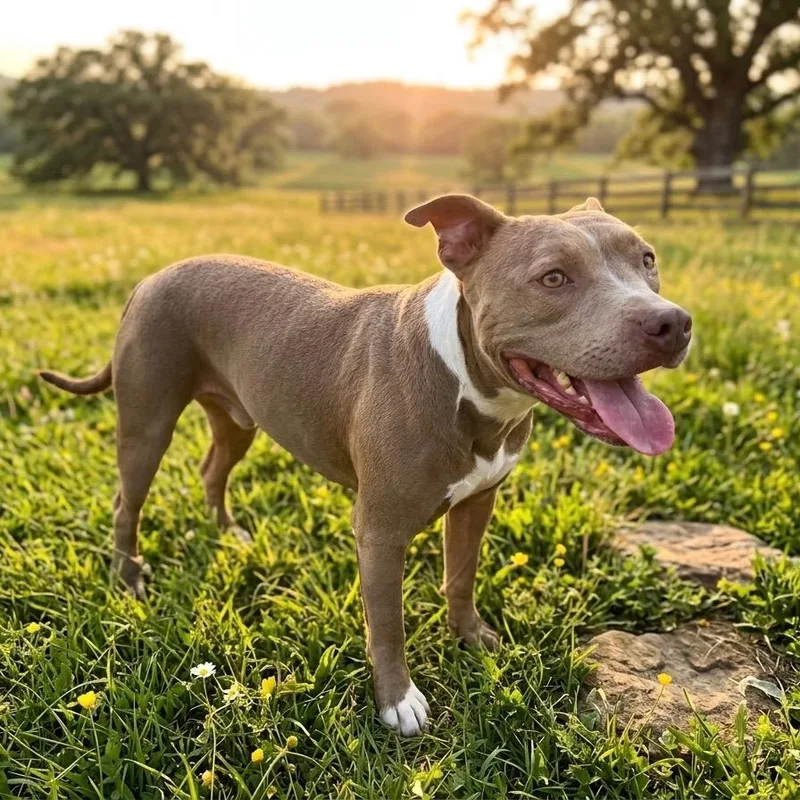 A young medium-sized female Pit Bull Terrier dog named Bonnie for adoption in Pittsfield, IL