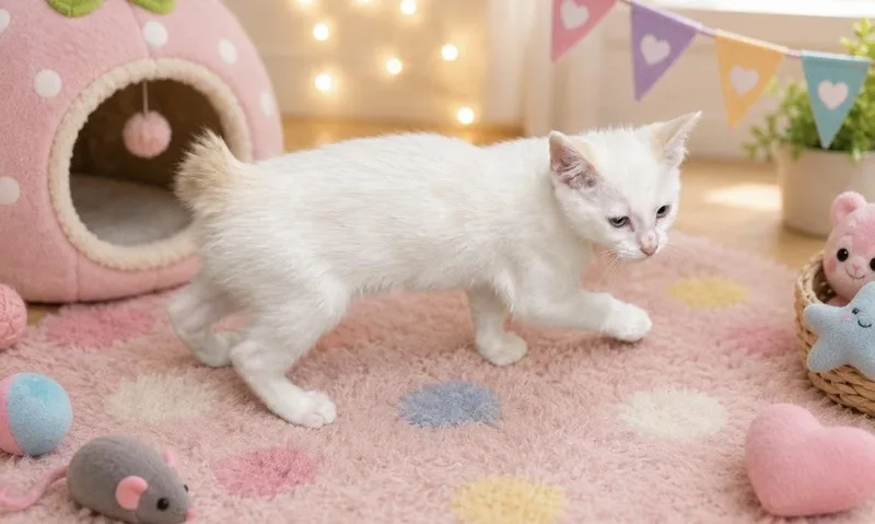 A baby small-sized female White Domestic Medium Hair cat named Lin Lin for adoption in Cedartown, GA