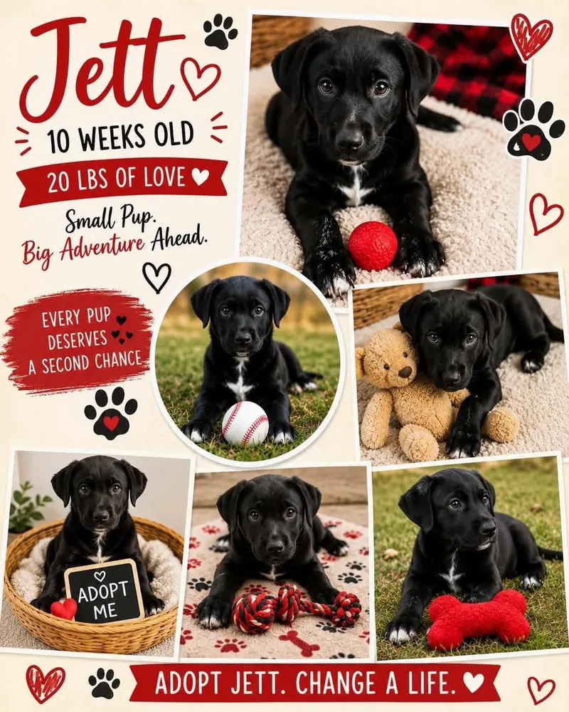 A baby medium-sized male Black Labrador Retriever dog named Jett for adoption in Marlton, NJ
