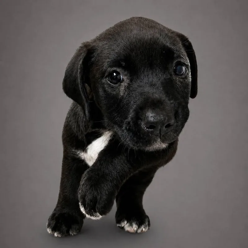 A baby medium-sized female Black Labrador Retriever dog named Scary Spice for adoption in Myrtle Beach, SC
