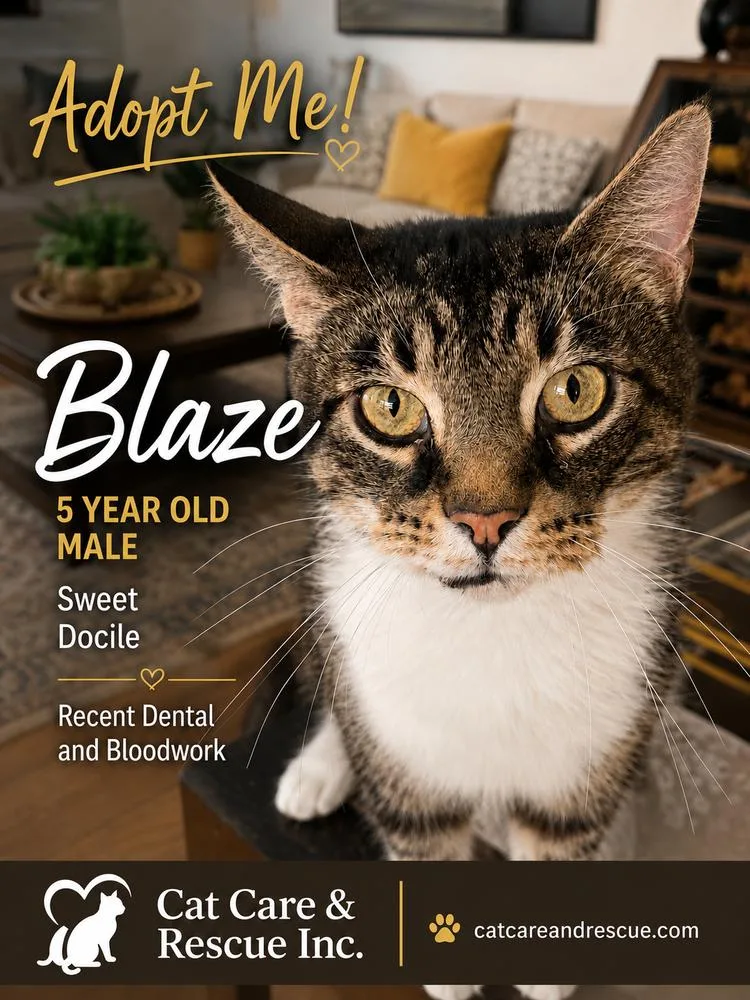 An adult medium-sized male Domestic Short Hair cat named Blaze for adoption in Chicago, IL