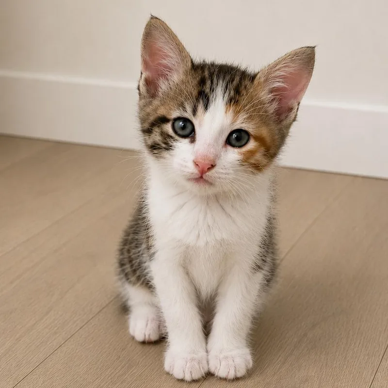 A baby small-sized female Calico Domestic Short Hair cat named Caliente for adoption in Tustin, CA