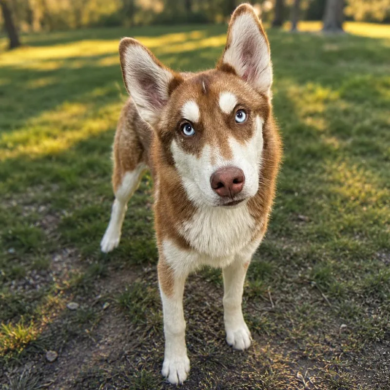A young medium-sized male Red / Chestnut / Orange Siberian Husky dog named Sprocket for adoption in Henderson, NV