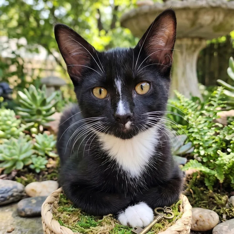A baby medium-sized female Black & White / Tuxedo Domestic Short Hair cat named Cocada for adoption in Allen, TX