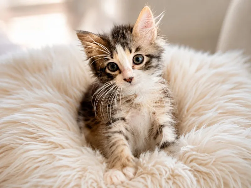 A baby small-sized male Domestic Long Hair cat named Beetle for adoption in Sebastian, FL