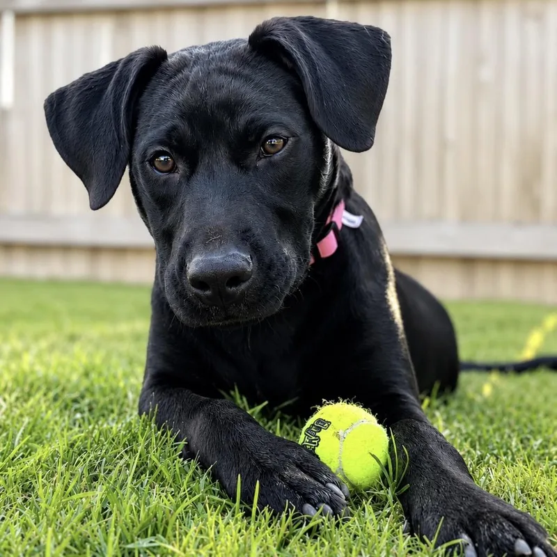 A young medium-sized female Black Mixed Breed dog named Jeanette for adoption in Bastrop, TX
