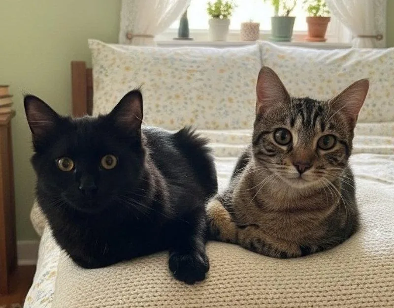 A young medium-sized female Domestic Long Hair cat named Davita & Libby for adoption in Knoxville, TN