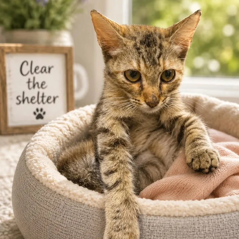 A baby small-sized female Gray / Blue / Silver Domestic Short Hair cat named Monty for adoption in Columbiana, AL