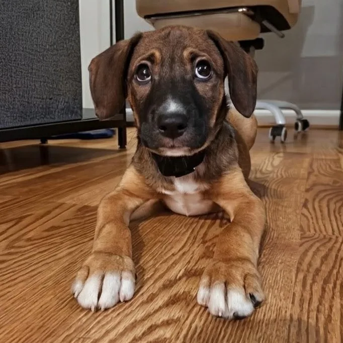 A baby medium-sized male Brown / Chocolate Mixed Breed dog named Lolo for adoption in Baldwin, MD