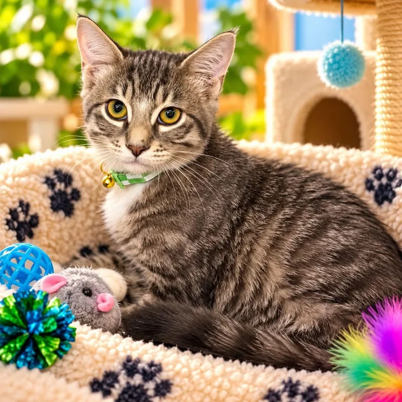 A baby small-sized male Tabby (Brown / Chocolate) Tabby cat named Chili for adoption in Antioch, CA