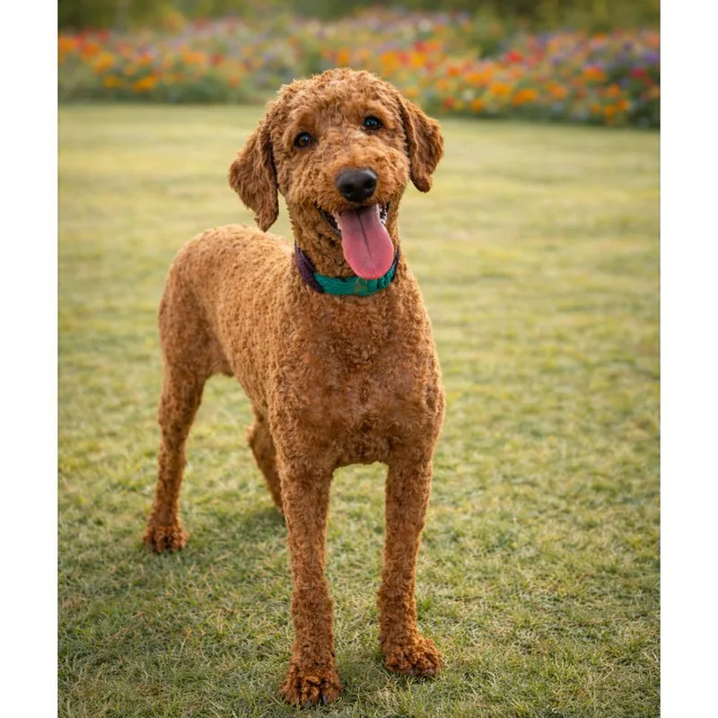 An adult medium-sized female Red / Chestnut / Orange Poodle dog named Ember for adoption in Phoenix, AZ