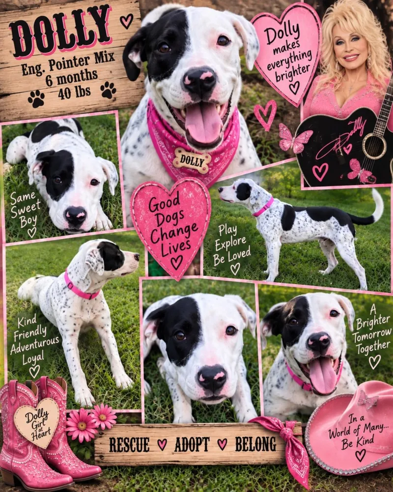 A baby medium-sized female English Pointer dog named Dolly for adoption in Jackson, TN