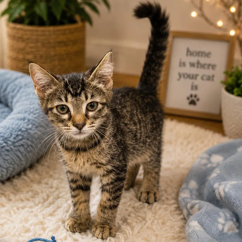 A baby small-sized male Brown / Chocolate Domestic Short Hair cat named Zed for adoption in Lufkin, TX