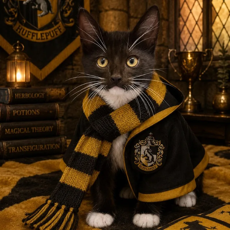 A baby small-sized male Black Domestic Short Hair cat named Hufflepuff for adoption in Mount Vernon, IN