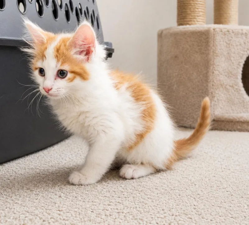 A baby small-sized male Orange & White Domestic Medium Hair cat named Valentino for adoption in Homer Glen, IL