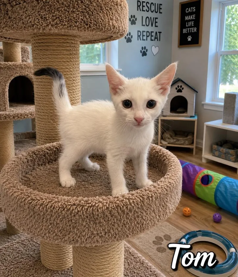 A baby medium-sized male Domestic Short Hair cat named Tom for adoption in Mountain Home, AR