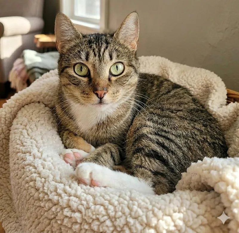 A young medium-sized female Tabby (Buff / Tan / Fawn) Domestic Short Hair cat named Naomi for adoption in Astoria, NY