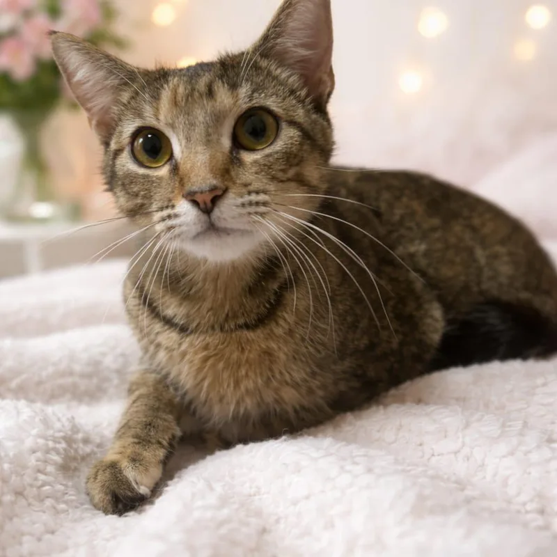 A young medium-sized female Brown / Chocolate Domestic Short Hair cat named Rosita for adoption in Boston, MA