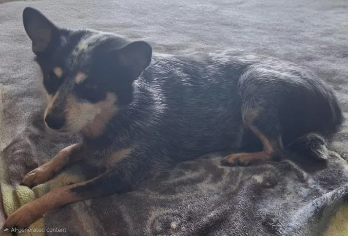 An adult small-sized female Merle (Blue) Australian Cattle Dog / Blue Heeler named Annie for adoption in Mena, AR
