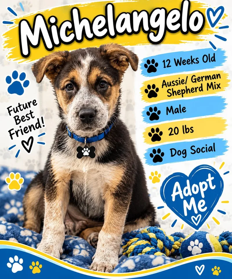 A young large-sized male Australian Shepherd dog named Michaelangelo for adoption in Rock Hill, NY