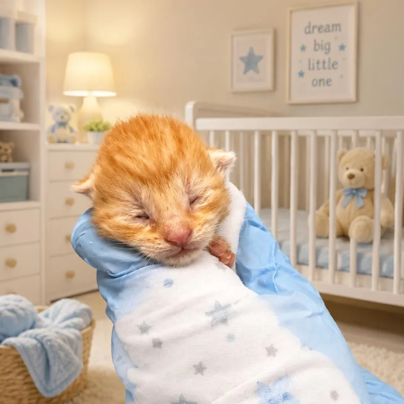 A baby small-sized male Orange / Red Domestic Short Hair cat named Broccoli Cheddar Soup for adoption in Columbiana, AL