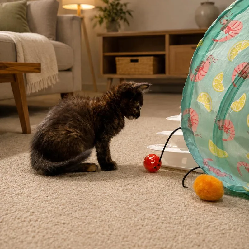 A baby small-sized female Tortoiseshell Domestic Medium Hair cat named Juniper for adoption in Tustin, CA